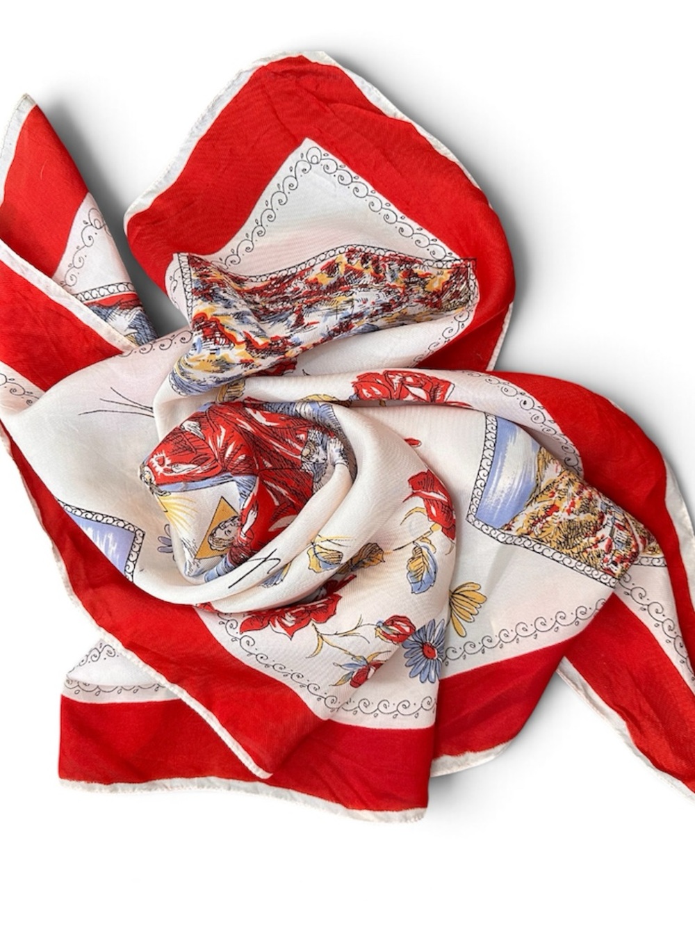 Vintage Italian Souvenir Scarf Sanctuary of the Holy Trinity